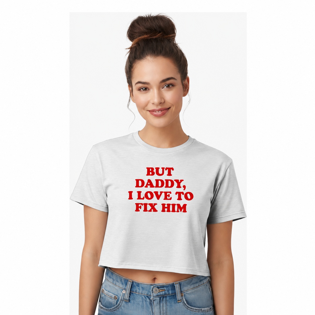 Women’s Cropped Boxy Tee – “But Daddy, I Love to Fix Him”