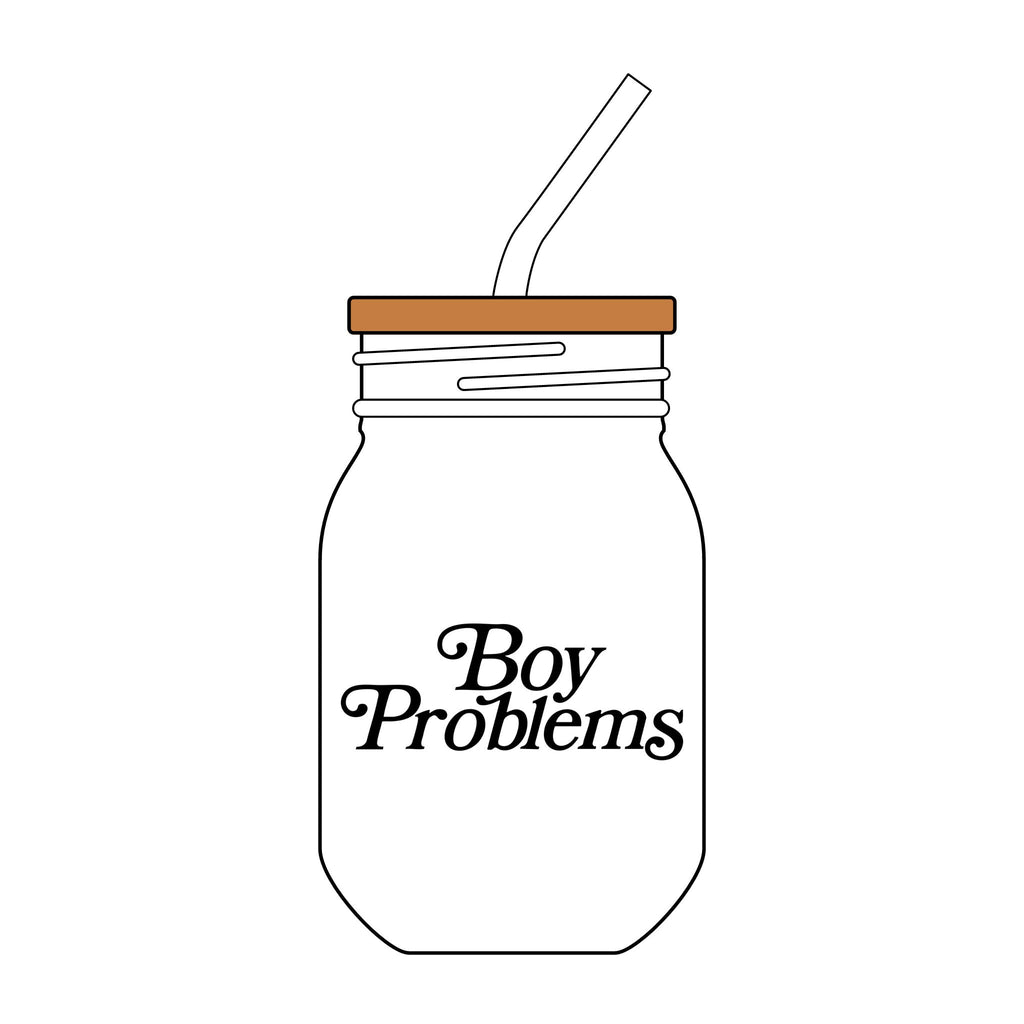 Boy Problems Sipper Glass with Straw, 16oz