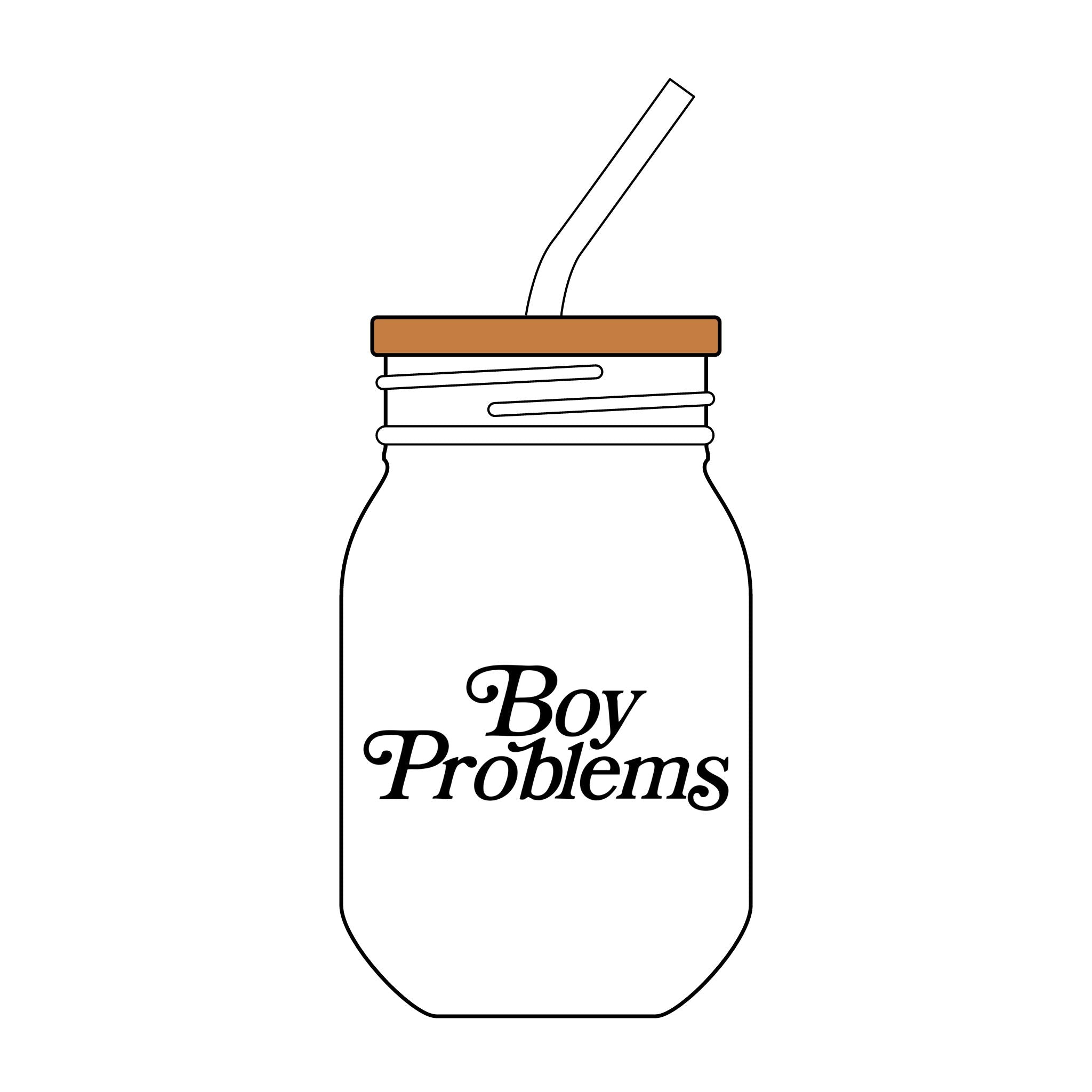 Boy Problems Sipper Glass with Straw, 16oz